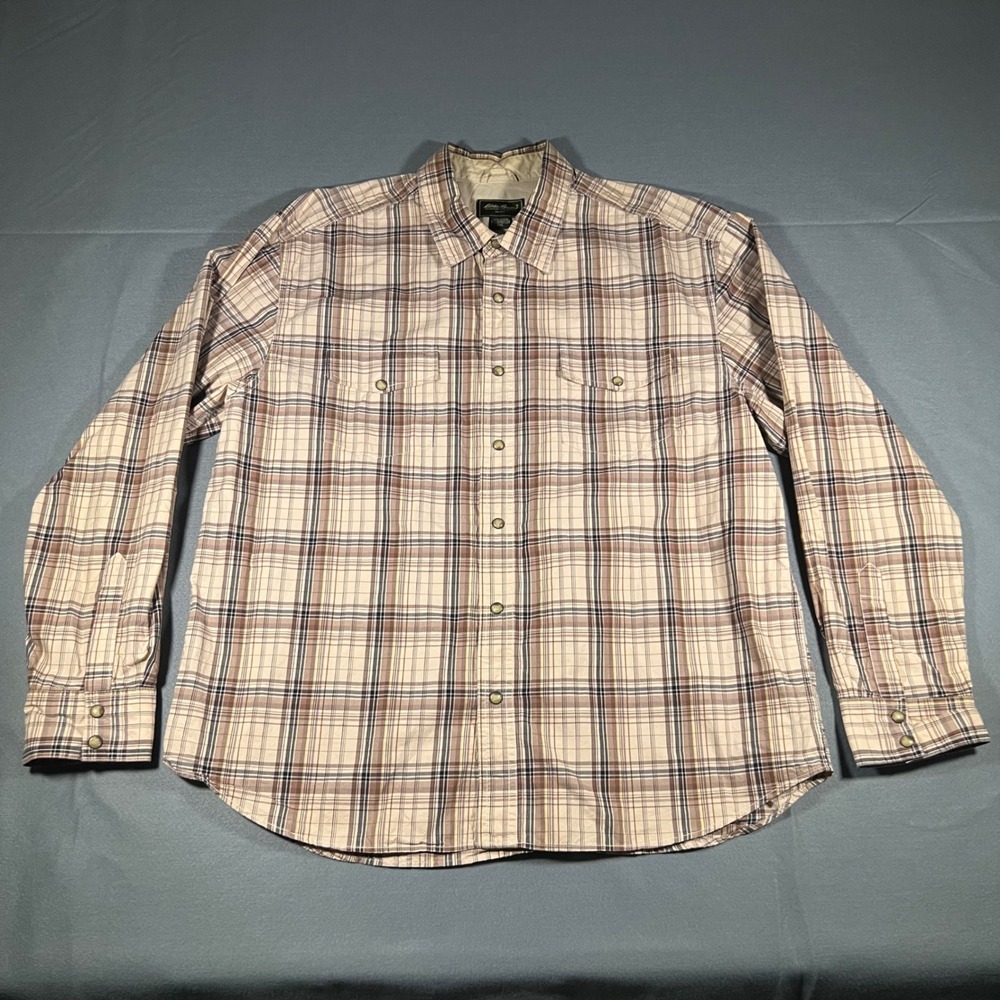 Eddie‎ Bauer Mens XXL Plaid Button Up Long Sleeve Shirt Outdoor Casual
